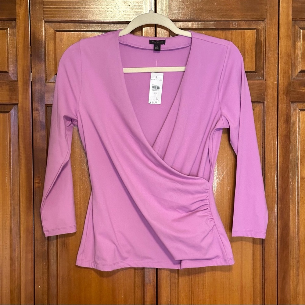 Ann Taylor Refined Stretch Wrap Top Extra Small